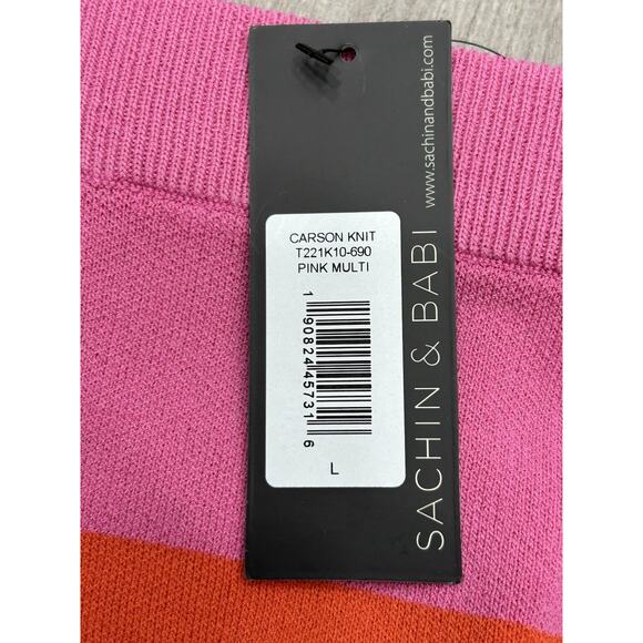 NWT Sachin & Babi Carson Knit Skirt Pink Orange Striped Midi Skirt Size Large - Picture 6 of 10
